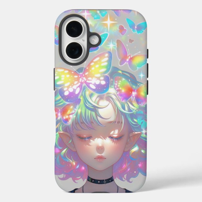 Coques Case-Mate iPhone Papillons holographiques — Kawaii Elf Daydream (Verso)