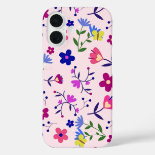 Coque Pour iPhone 16 Papillons mignons et fleurs en rose