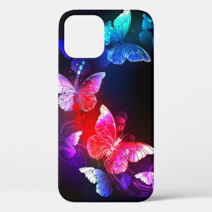 Case-Mate iPhone Case Papillons néon lumineux de nuit sur fond noir