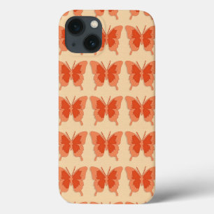 iPhone 13 Case Papillons, orange sur un arrière - plan pastel ora