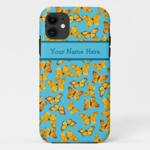 Etui iPhone Case-Mate Papillons pour aquarelle, jaune d'or sur le bleu