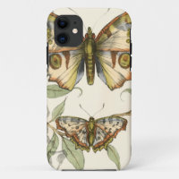 Papillons tandem au-dessus de feuille vert