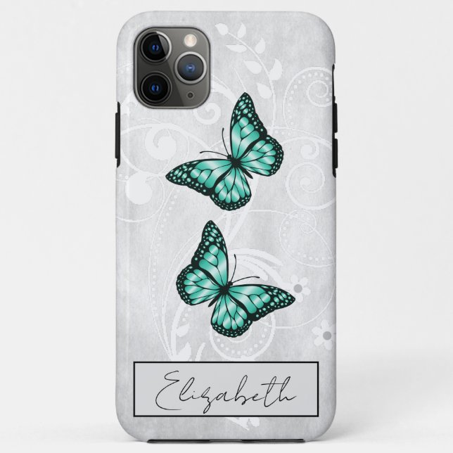 Coques Case-Mate iPhone Papillons Turquoises brillants (Dos)