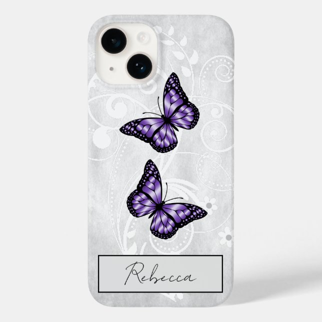 Coques Case-Mate iPhone Papillons violets brillants (Verso)