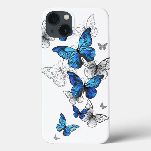 Coques Case-Mate iPhone Papillons volants bleus Morpho (Verso)