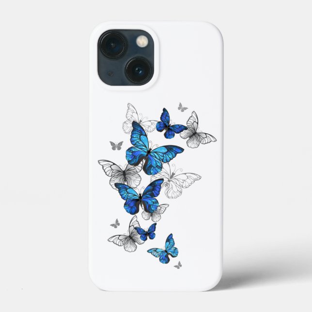 Coques Case-Mate iPhone Papillons volants bleus Morpho (Verso)