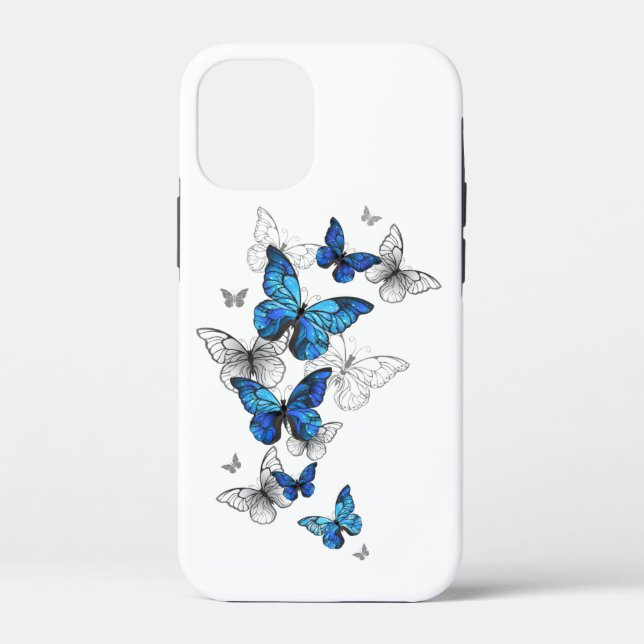 Coques Case-Mate iPhone Papillons volants bleus Morpho (Verso)