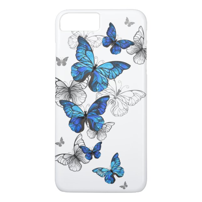 Coques Case-Mate iPhone Papillons volants bleus Morpho (Dos)