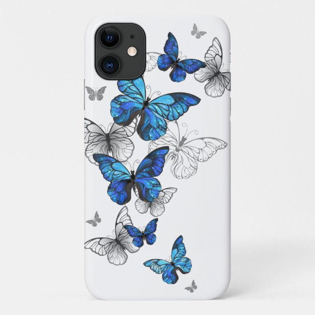 Coques Case-Mate iPhone Papillons volants bleus Morpho (Dos)