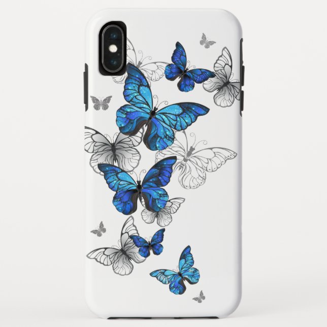 Coques Case-Mate iPhone Papillons volants bleus Morpho (Dos)