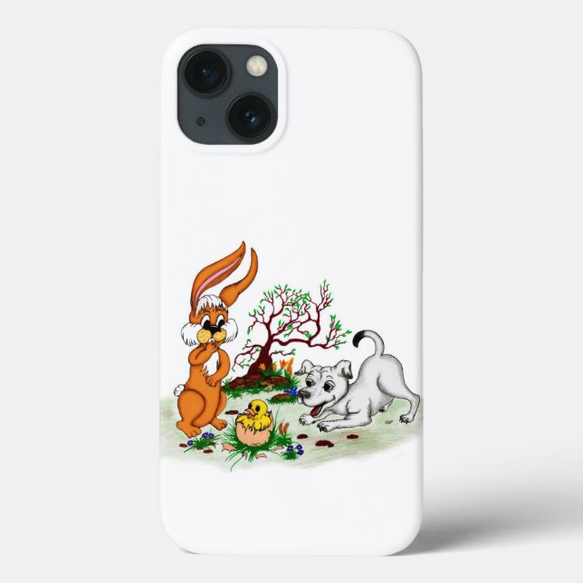 Coques Case-Mate iPhone Pâques - Chiot Capo Rabbit et Chick (Verso)