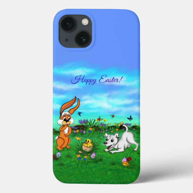 Coques Case-Mate iPhone Pâques - Chiot Capo Rabbit et Chick (Verso)