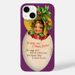 Coque Pour iPhone 14 Pâques victorien, fille vintage avec bonnet dans u