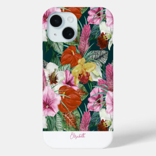 Coque Pour iPhone 15 Paradis Rétro de Fleurs Tropicales sur la Côte