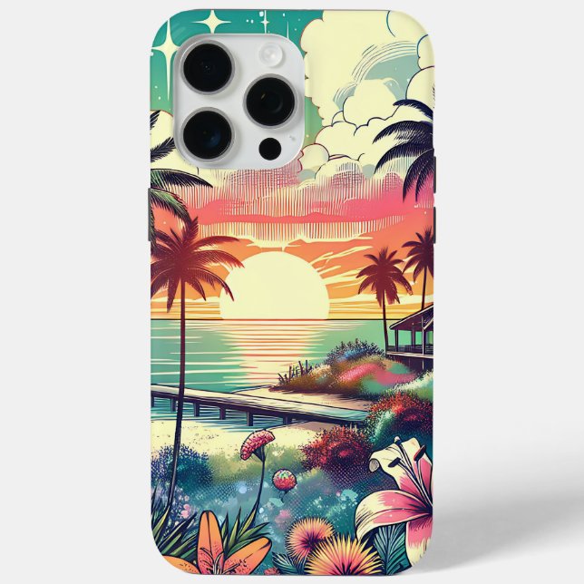 Coques Case-Mate iPhone Paradis rose et turquoise | Art de la plage (Verso)