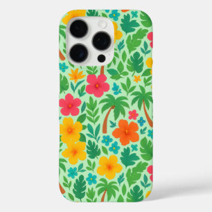 Coques iPhone 16 Pro Paradis tropical - Palm Feuilles & Hibiscus Motif