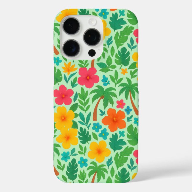 Coques Case-Mate iPhone Paradis tropical - Palm Feuilles & Hibiscus Motif (Verso)
