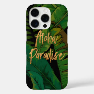 Coques iPhone 16 Pro Paradise Palm Hawaiian Aloha - Multi et Or