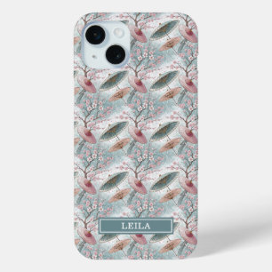 Coque iPhone 15 Mini Parapluie Japonais Sakura Motif Monogrammé