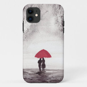 Case-Mate iPhone Case Parapluie rouge amour couple Valentines jour aquar