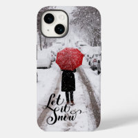 Parapluie rouge en hiver Wonderland - Let It Snow