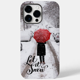 Coque Pour Pour iPhone 14 Pro Max Parapluie rouge en hiver Wonderland - Let It Snow