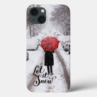 Parapluie rouge en hiver Wonderland - Let It Snow