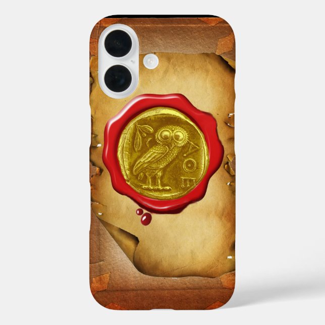 COQUES Case-Mate iPhone PARC ANTIQUE OWL OR JAUNE EN CIRE ROUGE SCEAU (Verso)