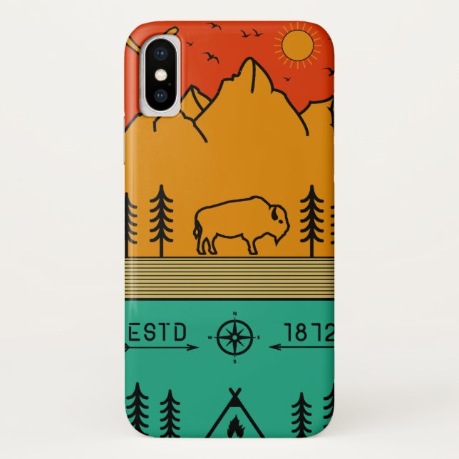 Coques Case-Mate iPhone Parc national de Yellowstone Rétro Wyoming USA Bis (Dos)