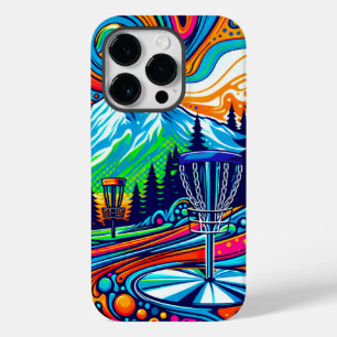 Coque Pour iPhone 14 Pro Parcours de golf Psychedelic Disk