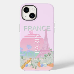 Coque Pour iPhone 14 Paris, France, Travel Art, Preppy, Pastel, Rose