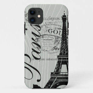 Coque iPhone 11 Paris vintage et Tour Eiffel