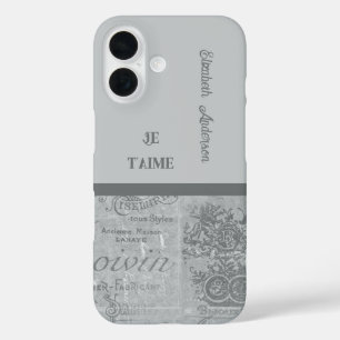 Coque Pour iPhone 16 Parisien amoureux Français Vintage papier