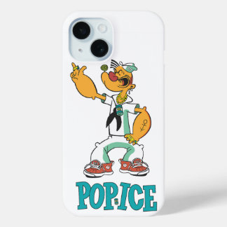 Coque Pour iPhone 15 Parodie de Popeye Vintage des années 1990