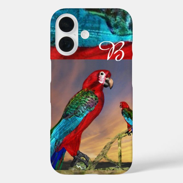 COQUES Case-Mate iPhone PARROTS HYPER / MONOGRAMME ARA ROUGE (Verso)