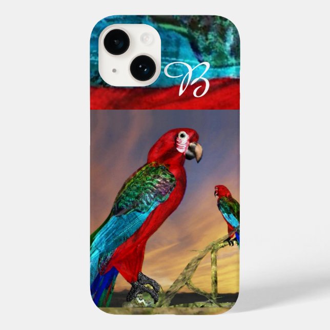 COQUES Case-Mate iPhone PARROTS HYPER / MONOGRAMME ARA ROUGE (Verso)