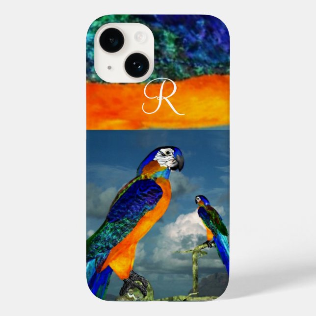COQUES Case-Mate iPhone PARROTS HYPER /MONOGRAMME D'ARA BLEU (Verso)