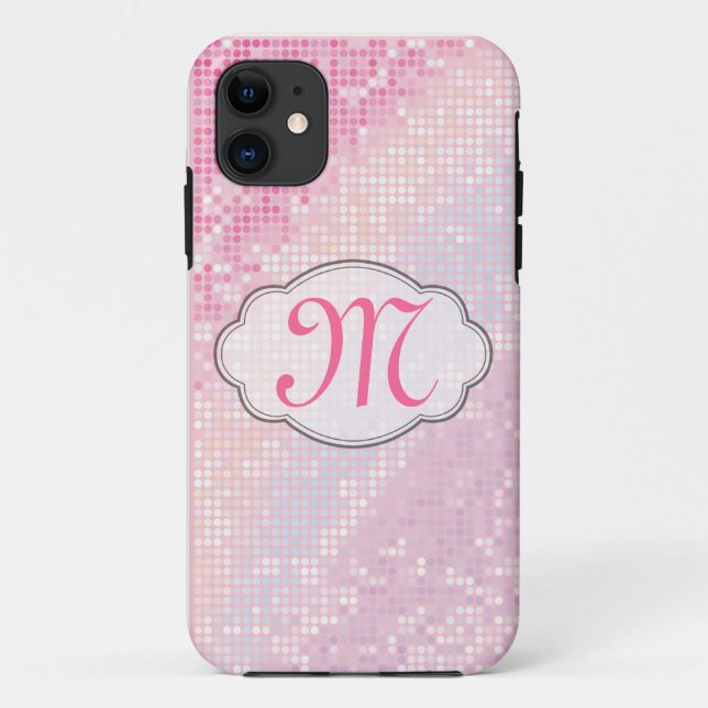 Coques Case-Mate iPhone Parties scintillant à billes Monogramme rose fille (Dos)