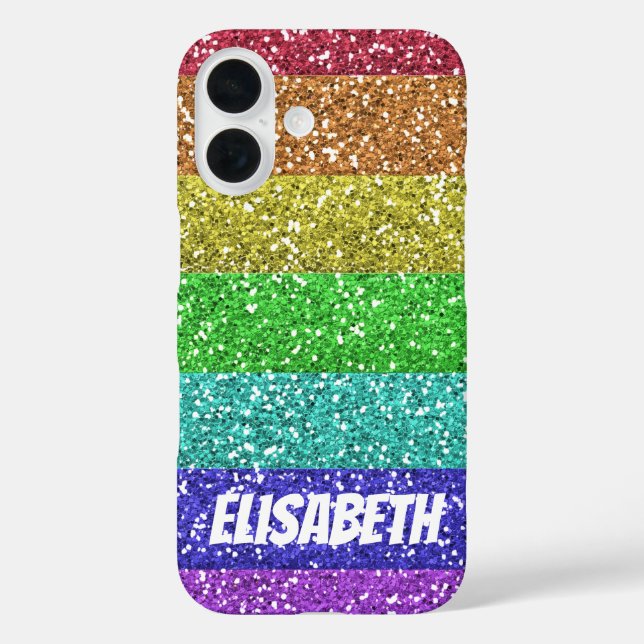 Coques Case-Mate iPhone Parties scintillant arc-en-ciel personnalisée (Verso)