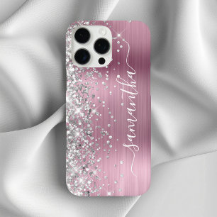 Coques iPhone 16 Pro Max Parties scintillant Argent Clair rose métallique S