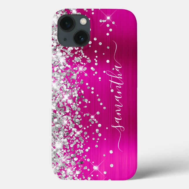 Coques Case-Mate iPhone Parties scintillant argent Hot rose Foil Girl Sign (Verso)