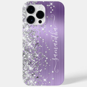 Coque Pour Pour iPhone 14 Pro Max Parties scintillant Argent Lumière Glam Violet Sig