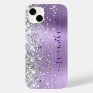 Coque Pour iPhone 14 Plus Parties scintillant Argent Pale Lavande Glam Girl 