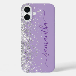 Coques iPhone 16 Plus Parties scintillant Argent Pale Violet Fille Signa