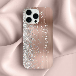 Coques iPhone 16 Pro Max Parties scintillant argent Rose or Metallic Girly 