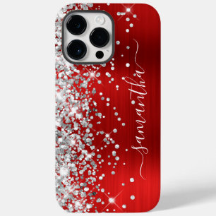 Coque Pour Pour iPhone 14 Pro Max Parties scintillant Argent Rouge Pile moderne Fill