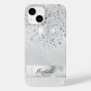 Coque Pour iPhone 14 Parties scintillant argent scintille nom script él