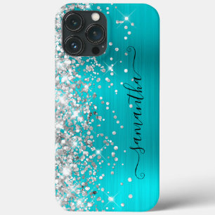 Case-Mate iPhone Case Parties scintillant argent Turquoise Blue Girl Sig