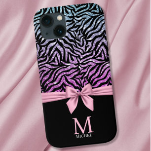 Case-Mate iPhone Case Parties scintillant bleu rose ombre Zebra Stripes 