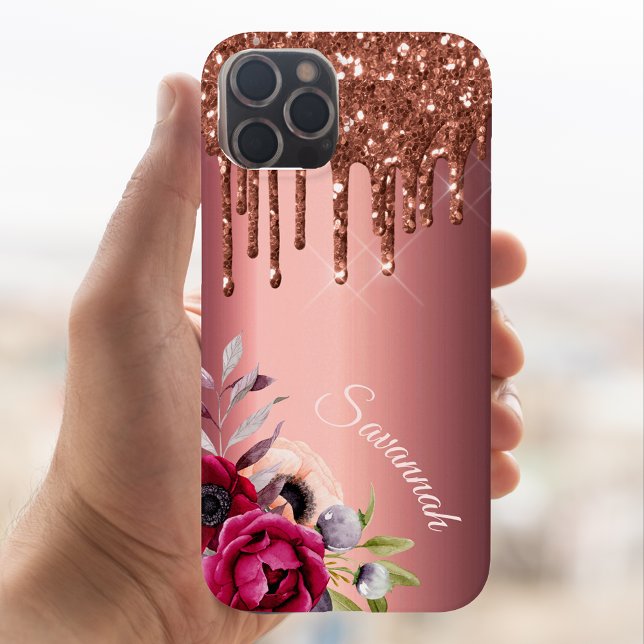 Coques Case-Mate iPhone Parties scintillant bronze cuivre métallique monog (Créateur téléchargé)